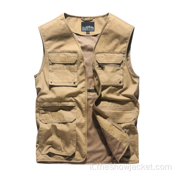 Giacca gilet in cotone da uomo personalizzata all&#39;ingrosso con maniche